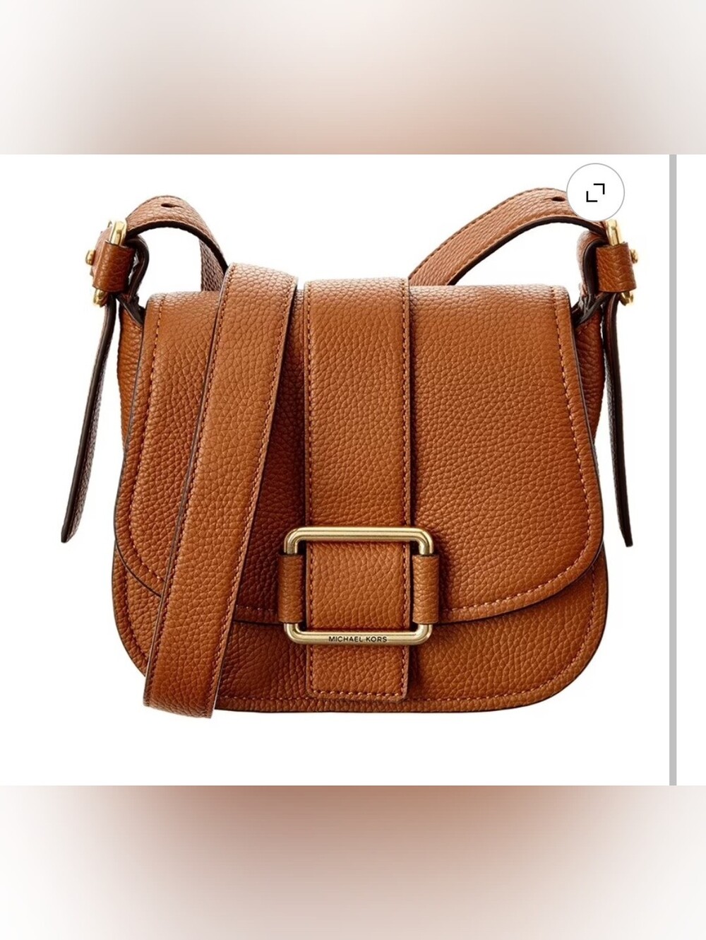 Michael Kors Pebbled Leather Saddle Crossbody Bag in Cognac